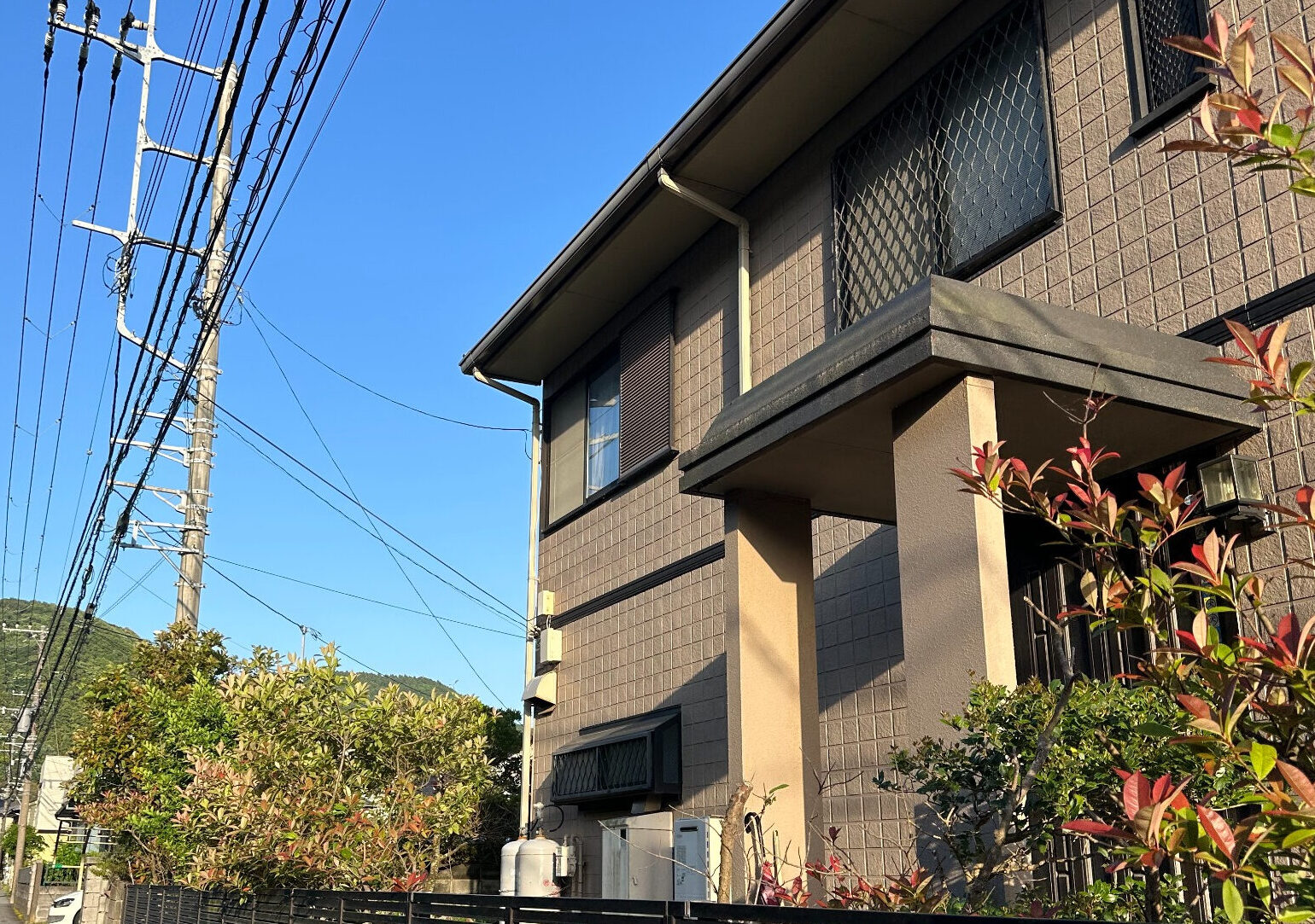 宮寺の庭木伐採後の様子 伐採後すっきりした庭まわり