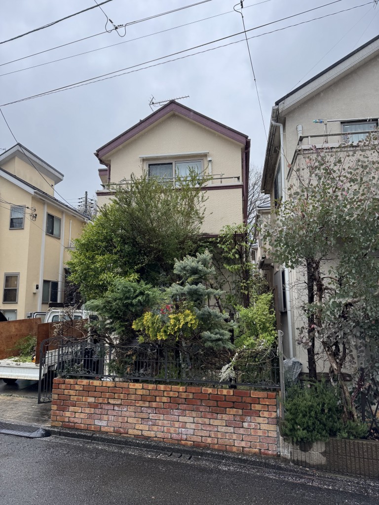 坂戸市浅羽の庭木伐採前の様子 伸びすぎた庭木で圧迫感のある状態
